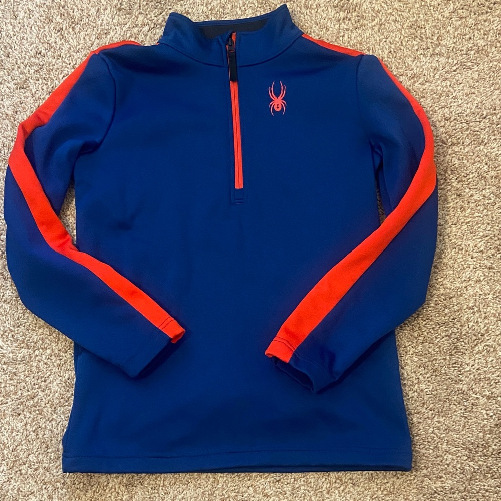 Boys Spyder XL Blue and Red Quarter-Zip Pullover